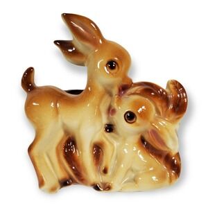 VTG Shawnee MCM Pottery Deer Doe Baby Solid Planter Holder‎ Vase Pot 5.5" 721